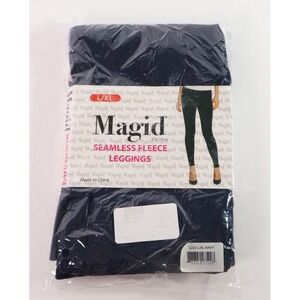 Navy Seamless Fleece Lined Leggings Magid L-XL NWT